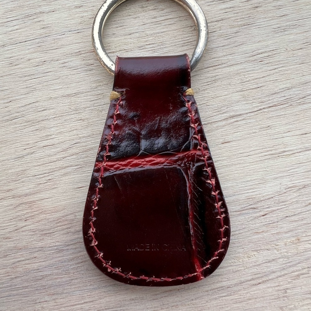 Vintage Dooney & Bourke Croc All Weather Leather Key Fob Keychain Ring Brown Red - Picture 5 of 11